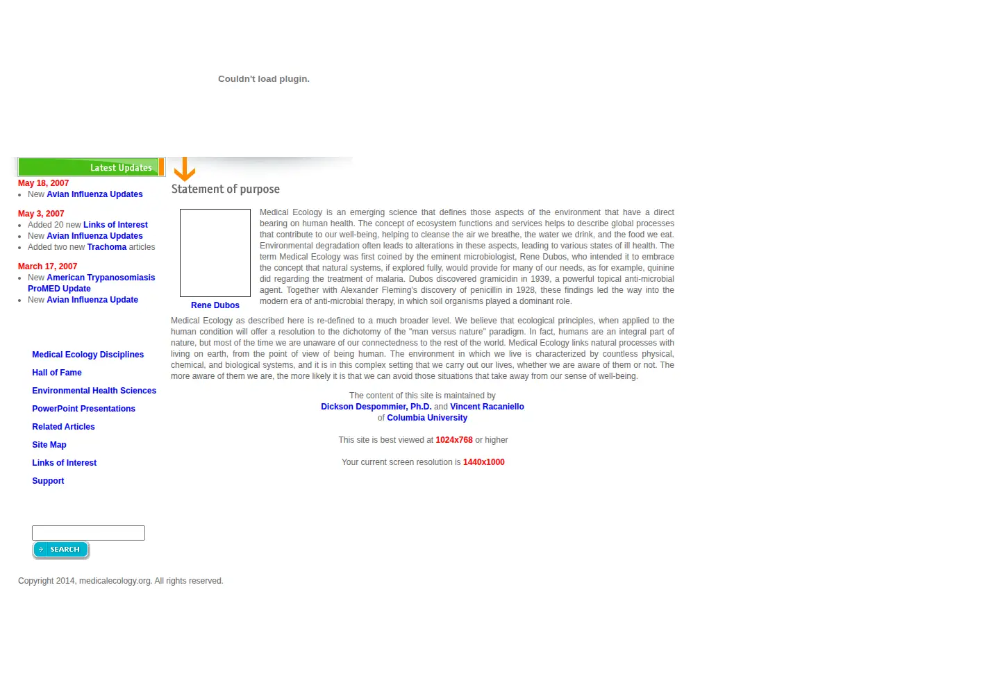 Screenshot of medicalecology.org