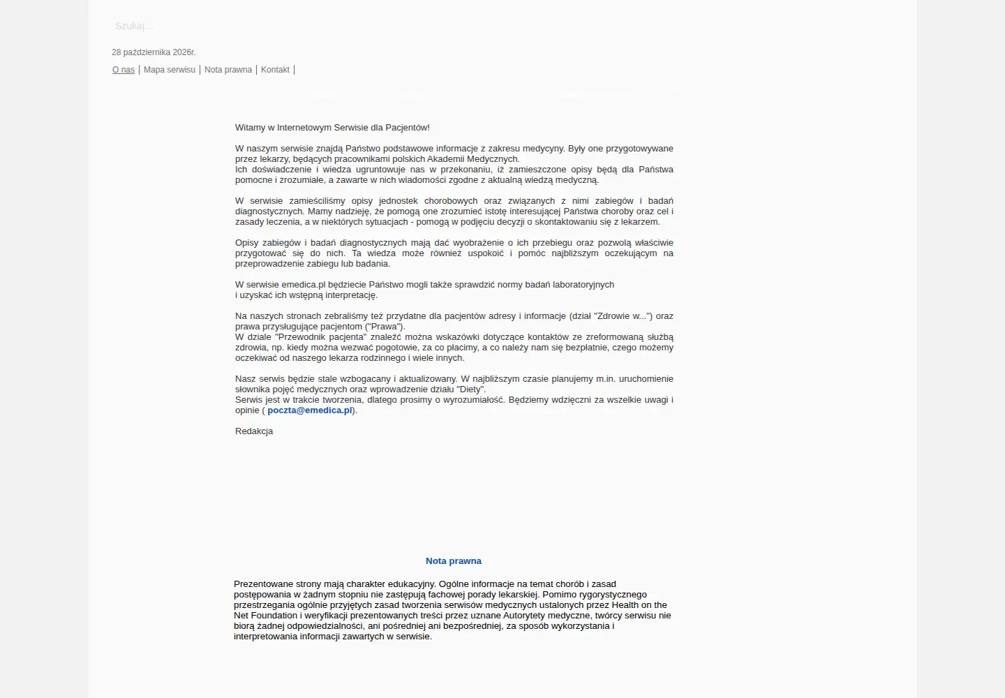 Captured homepage of emedica.pl in the current scan