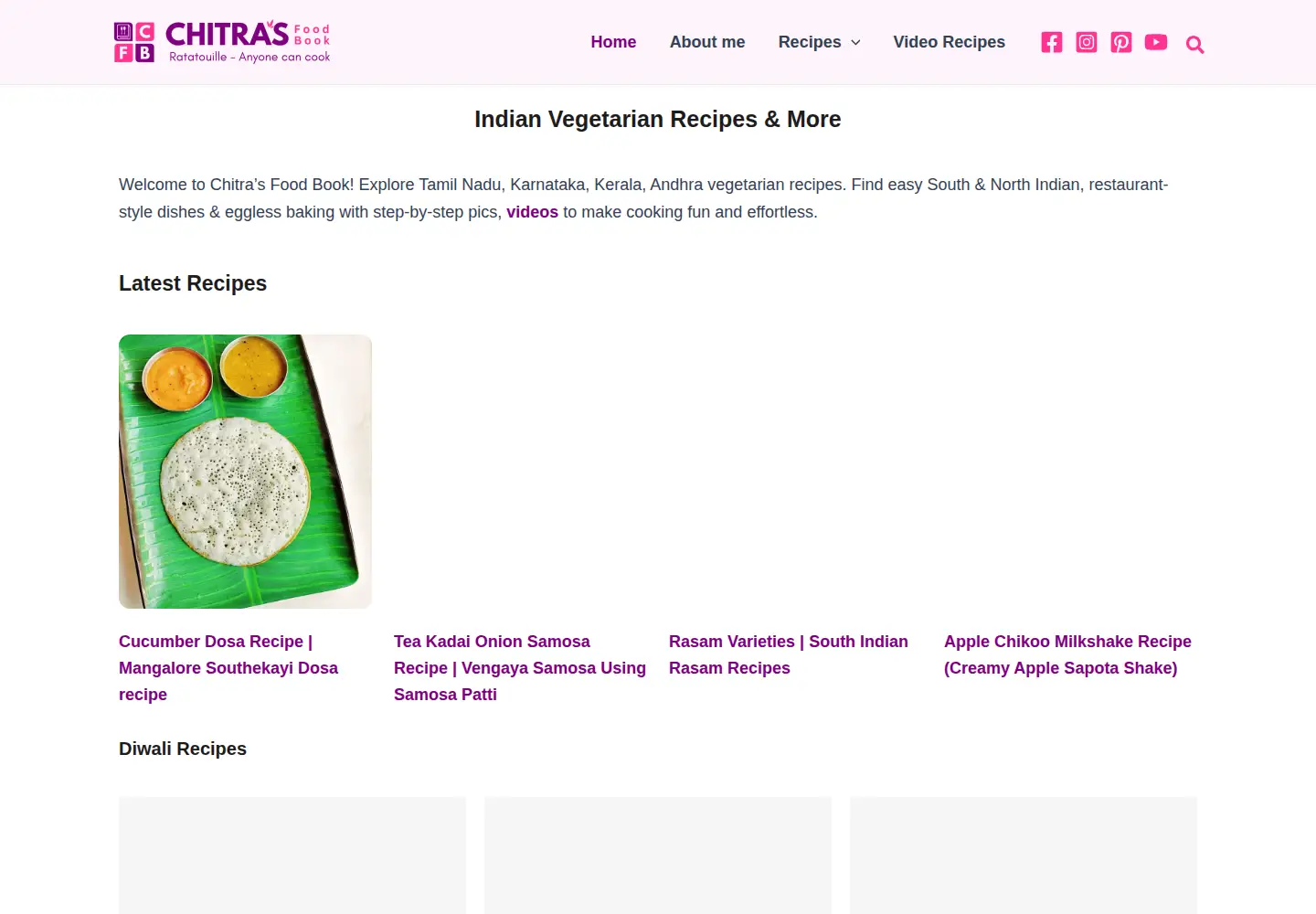 Screenshot of chitrasfoodbook.com