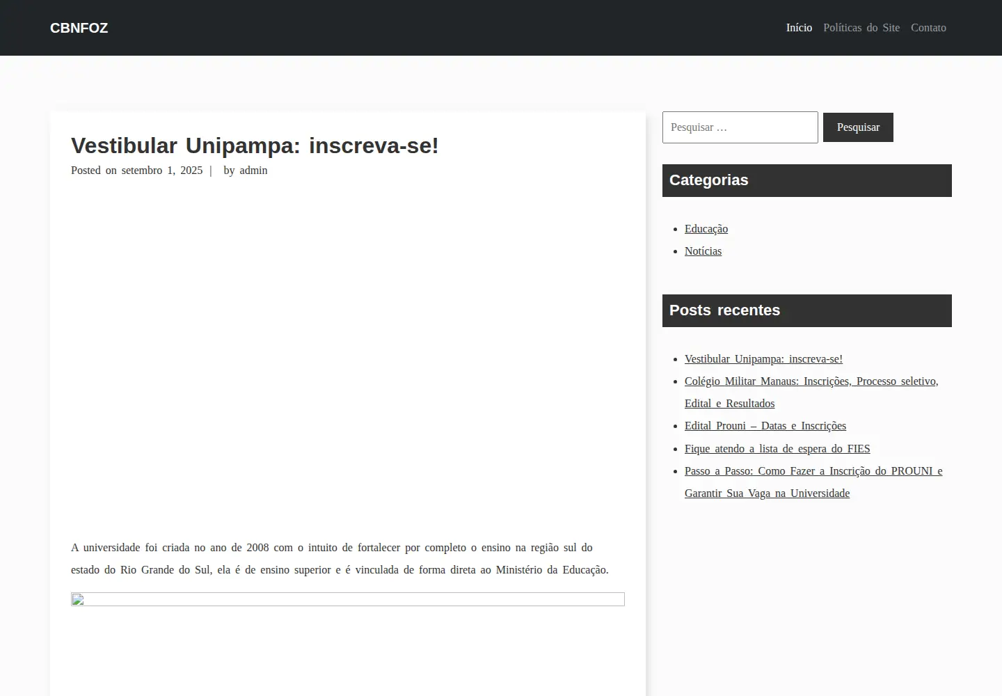 Screenshot of cbnfoz.com.br