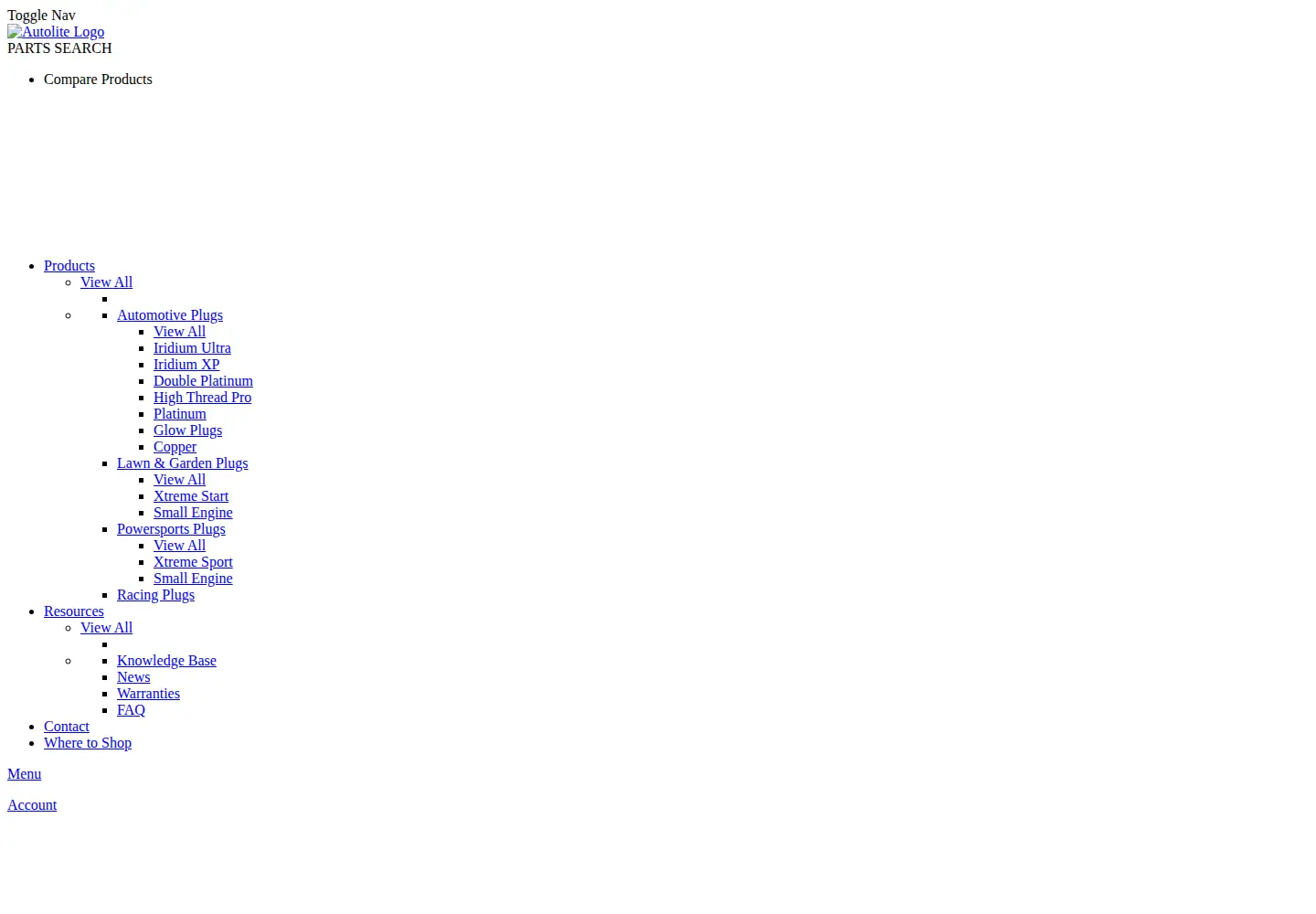 Screenshot of autolite.com