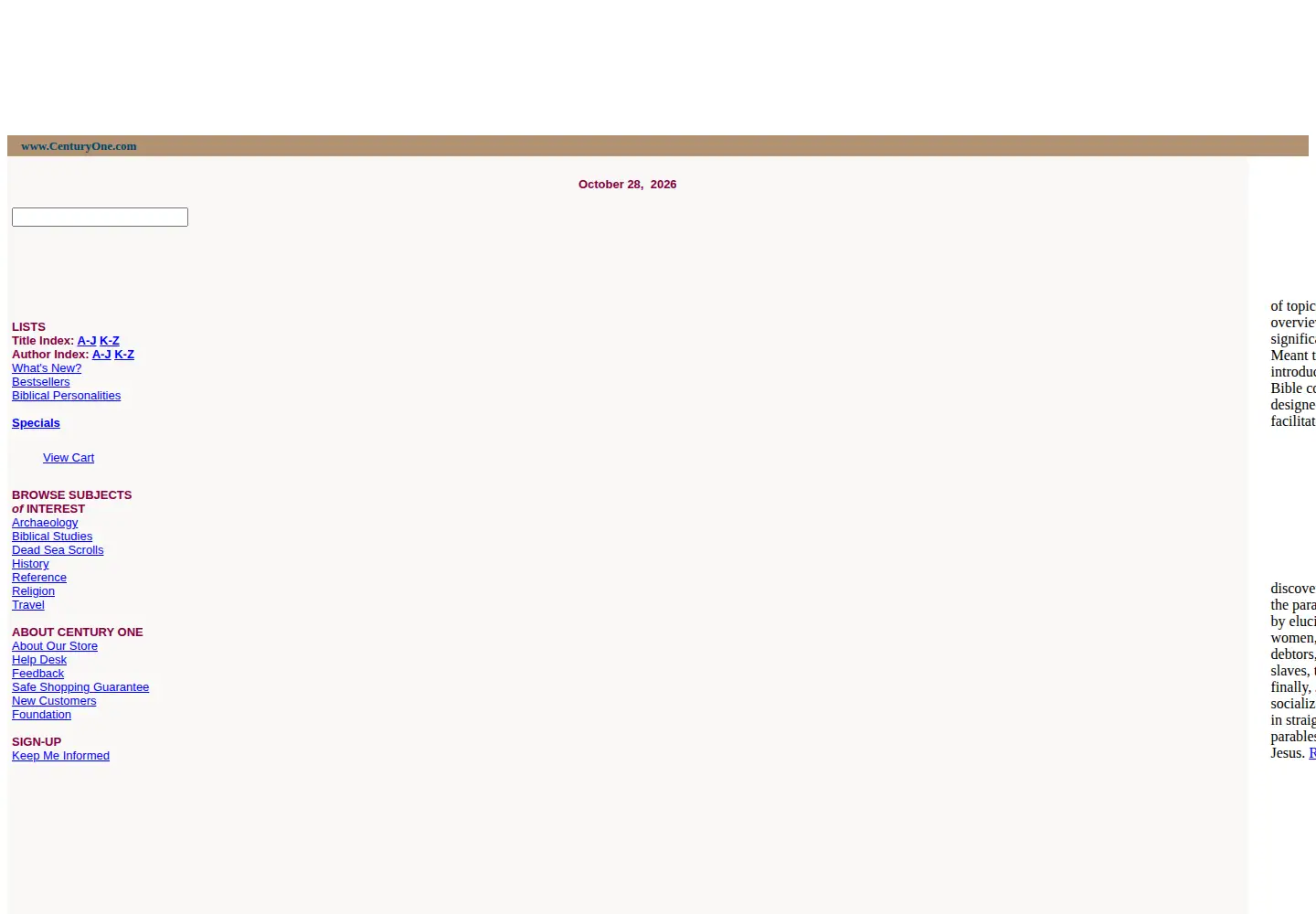 Captured homepage of centuryone.com in the current scan