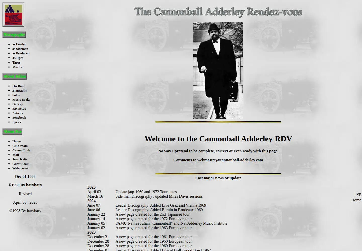 Screenshot of cannonball-adderley.com