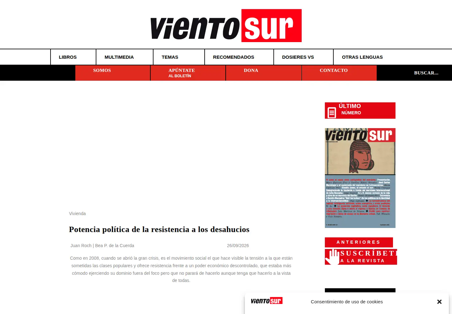 Screenshot of vientosur.info