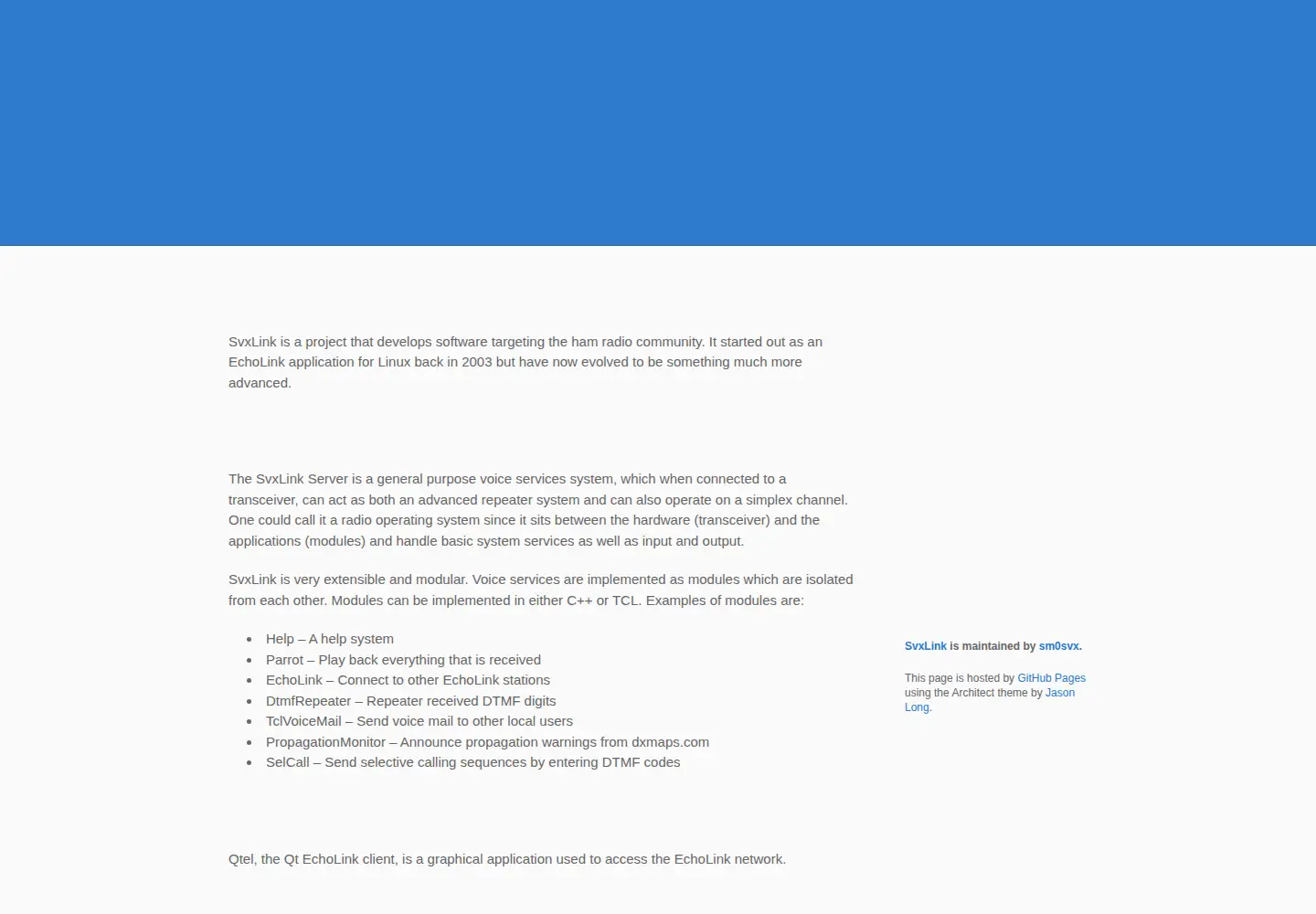Screenshot of svxlink.org