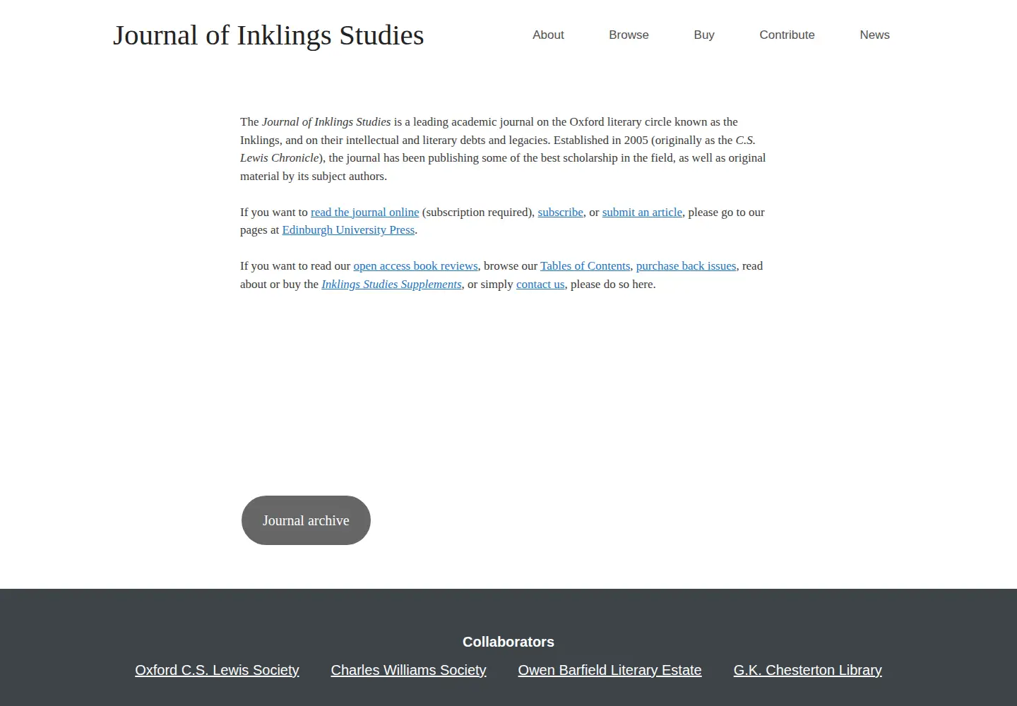 Screenshot of inklings-studies.org