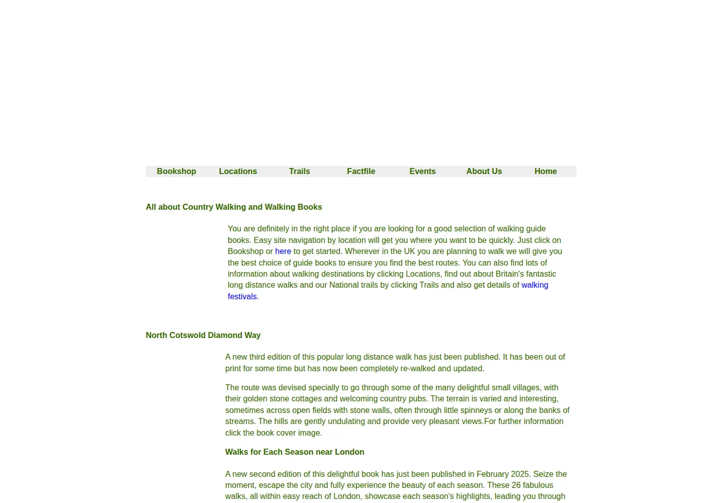 Captured homepage of walkingpages.co.uk in the current scan
