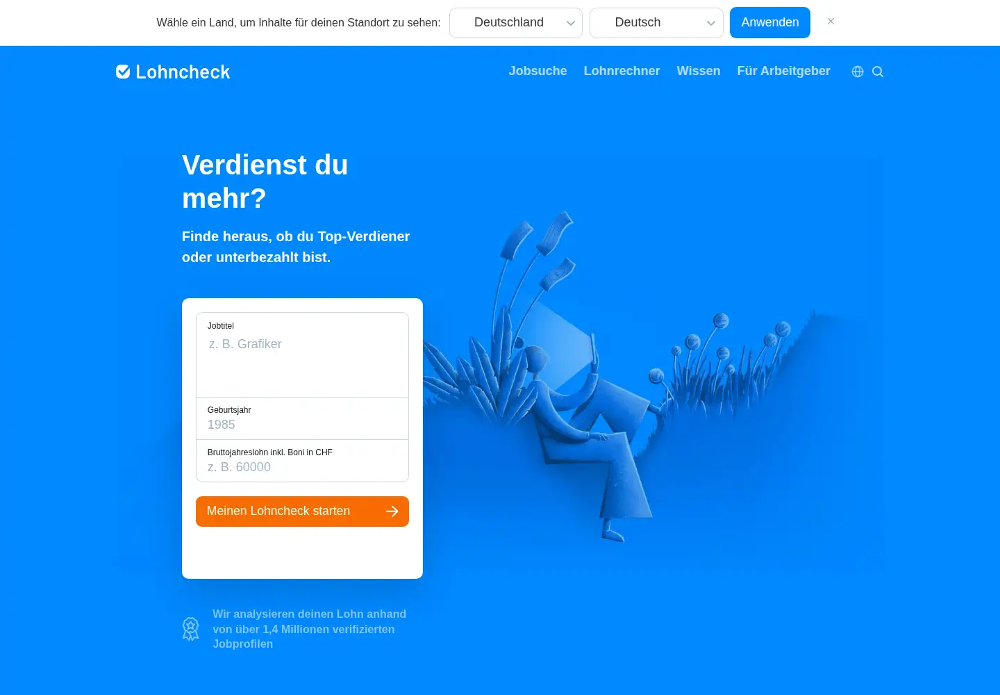 Screenshot of lohncheck.ch