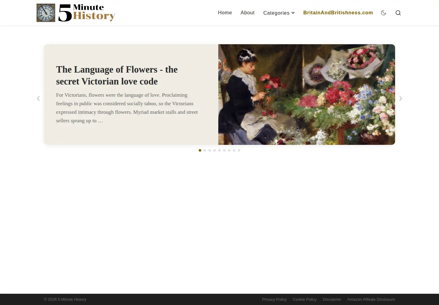 Screenshot of fiveminutehistory.com