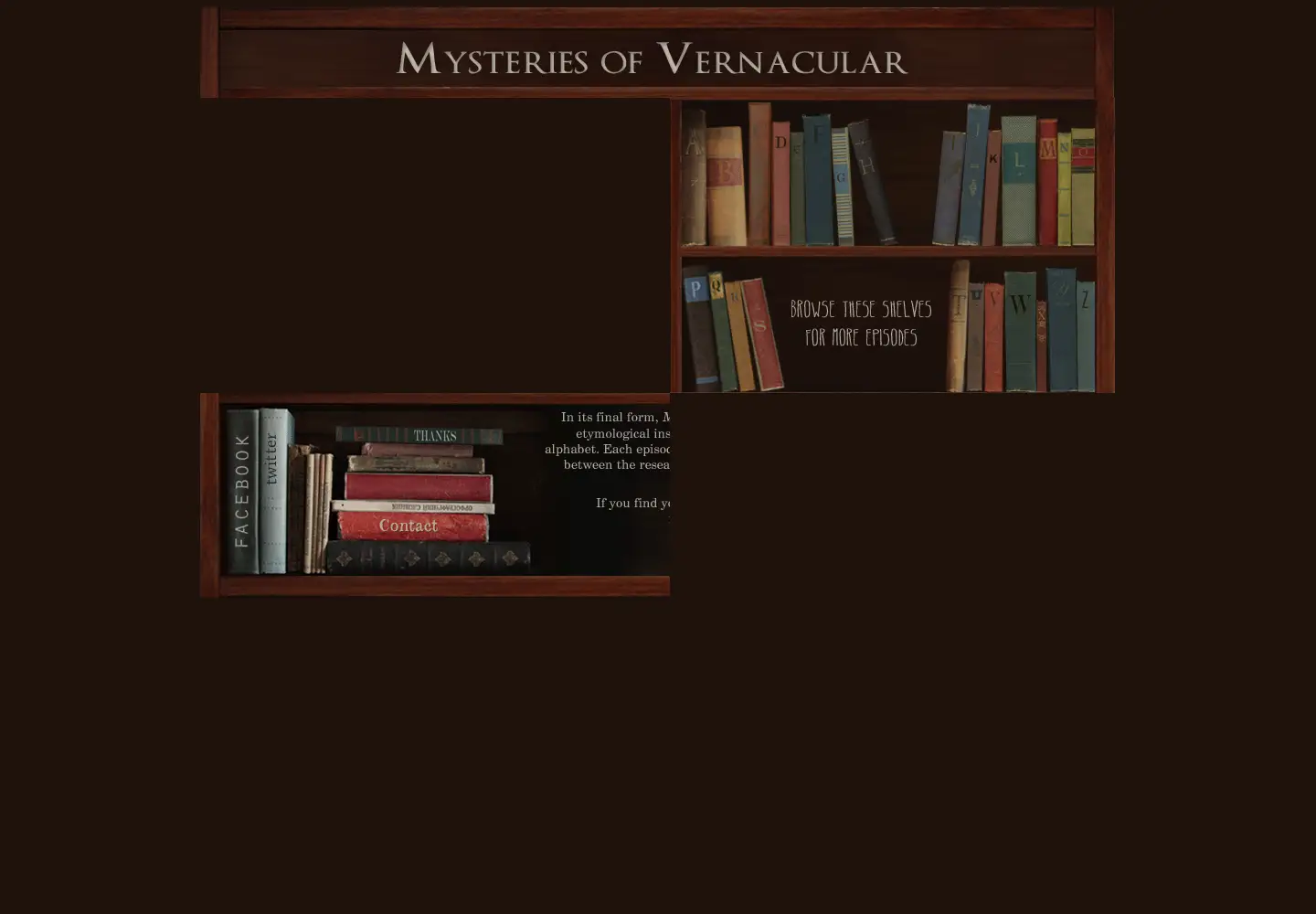 Screenshot of mysteriesofvernacular.com