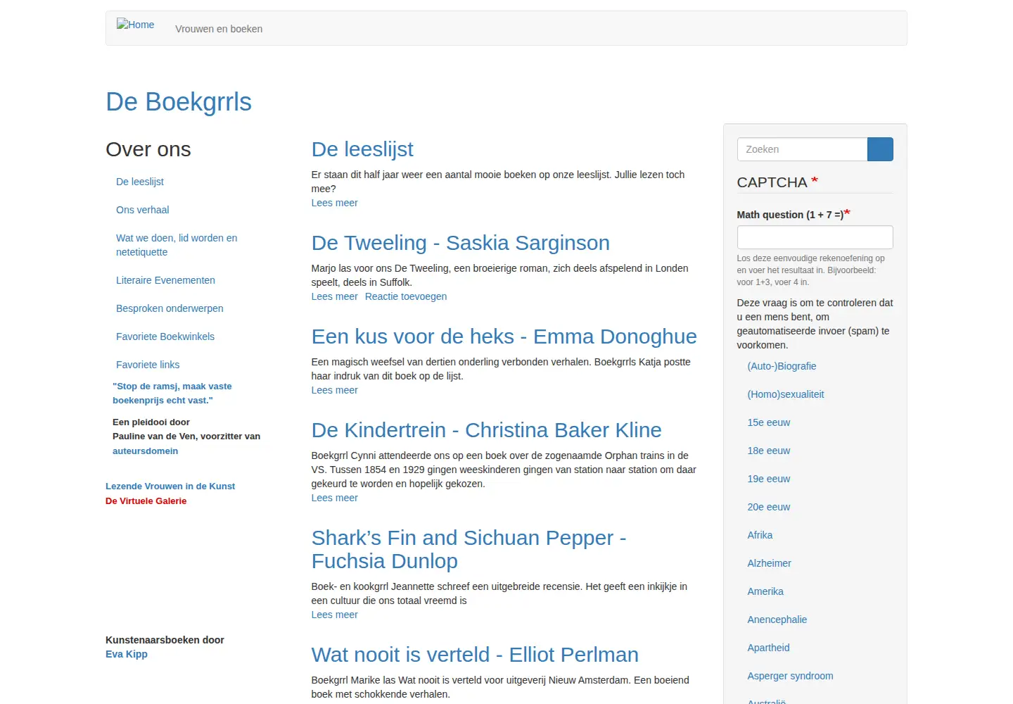 Captured homepage of boekgrrls.nl in the current scan