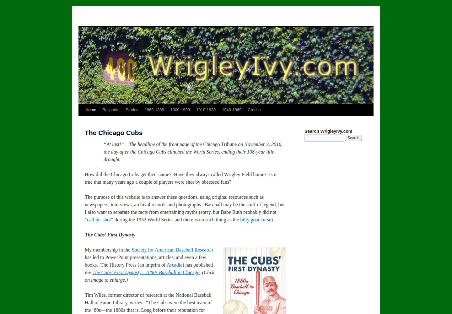Screenshot of wrigleyivy.com
