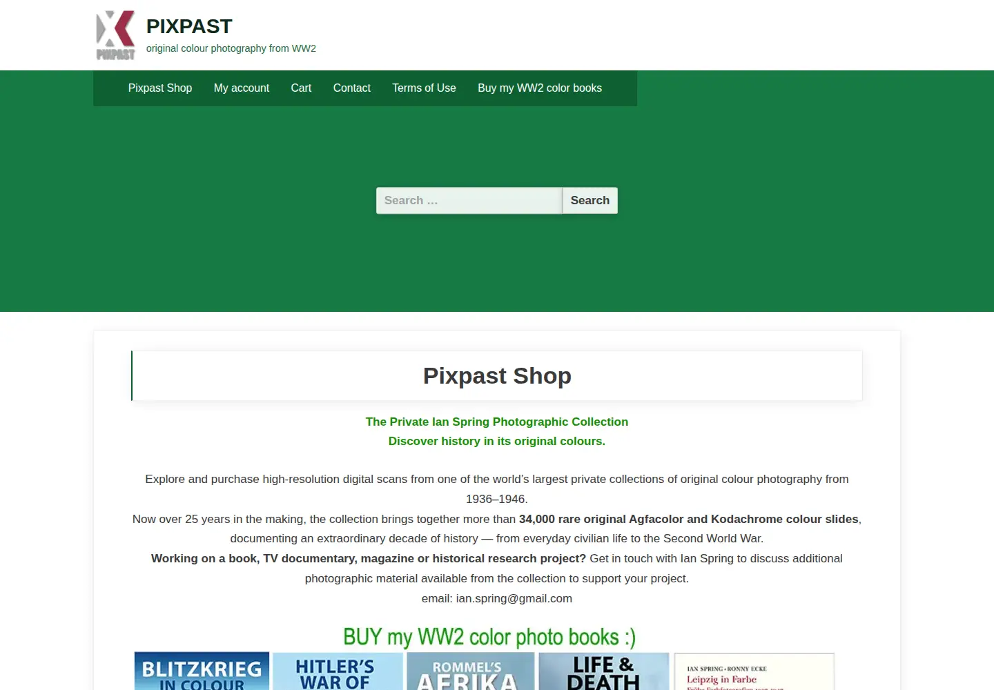 Captured homepage of pixpast.com in the current scan