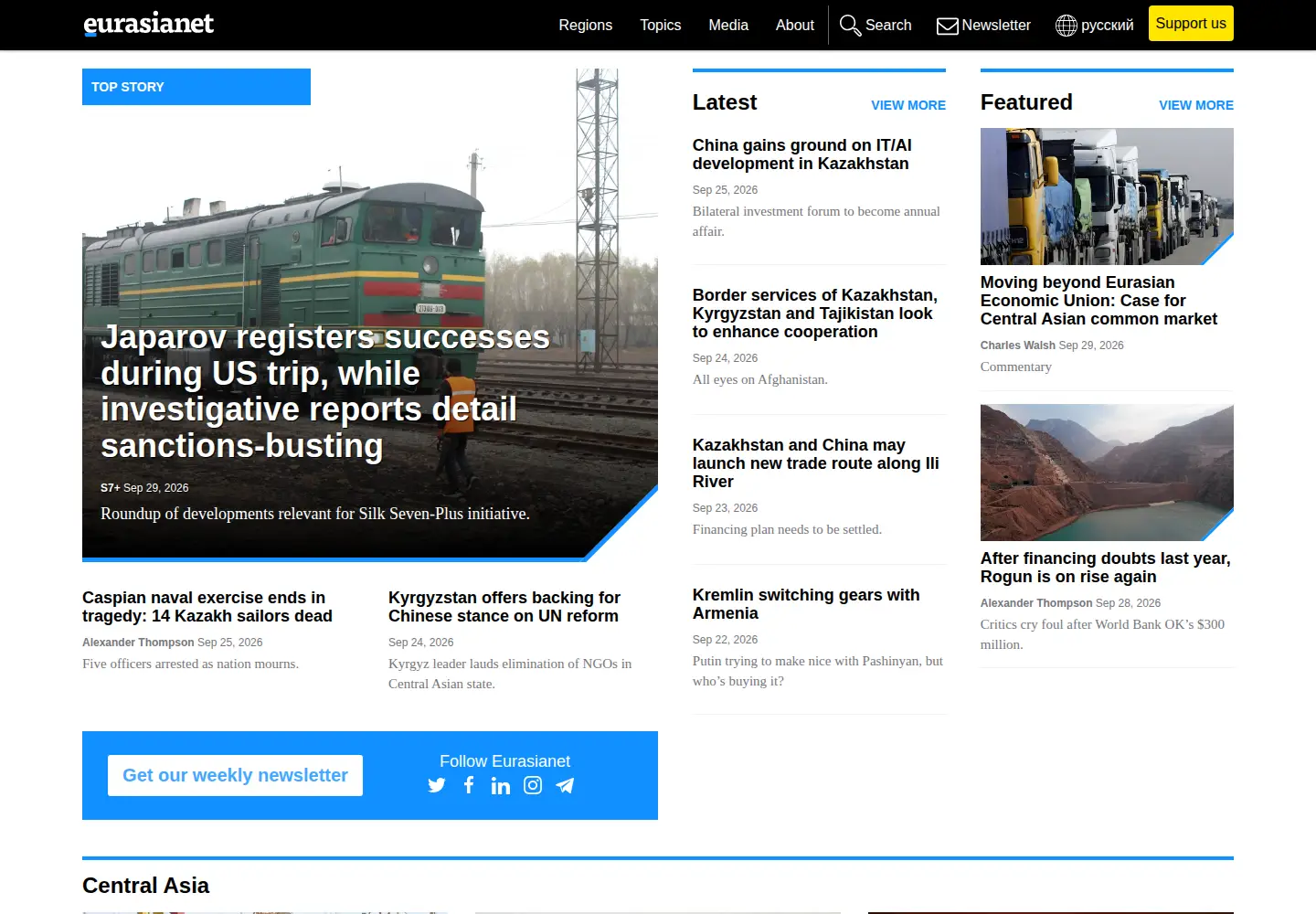 Screenshot of eurasianet.org