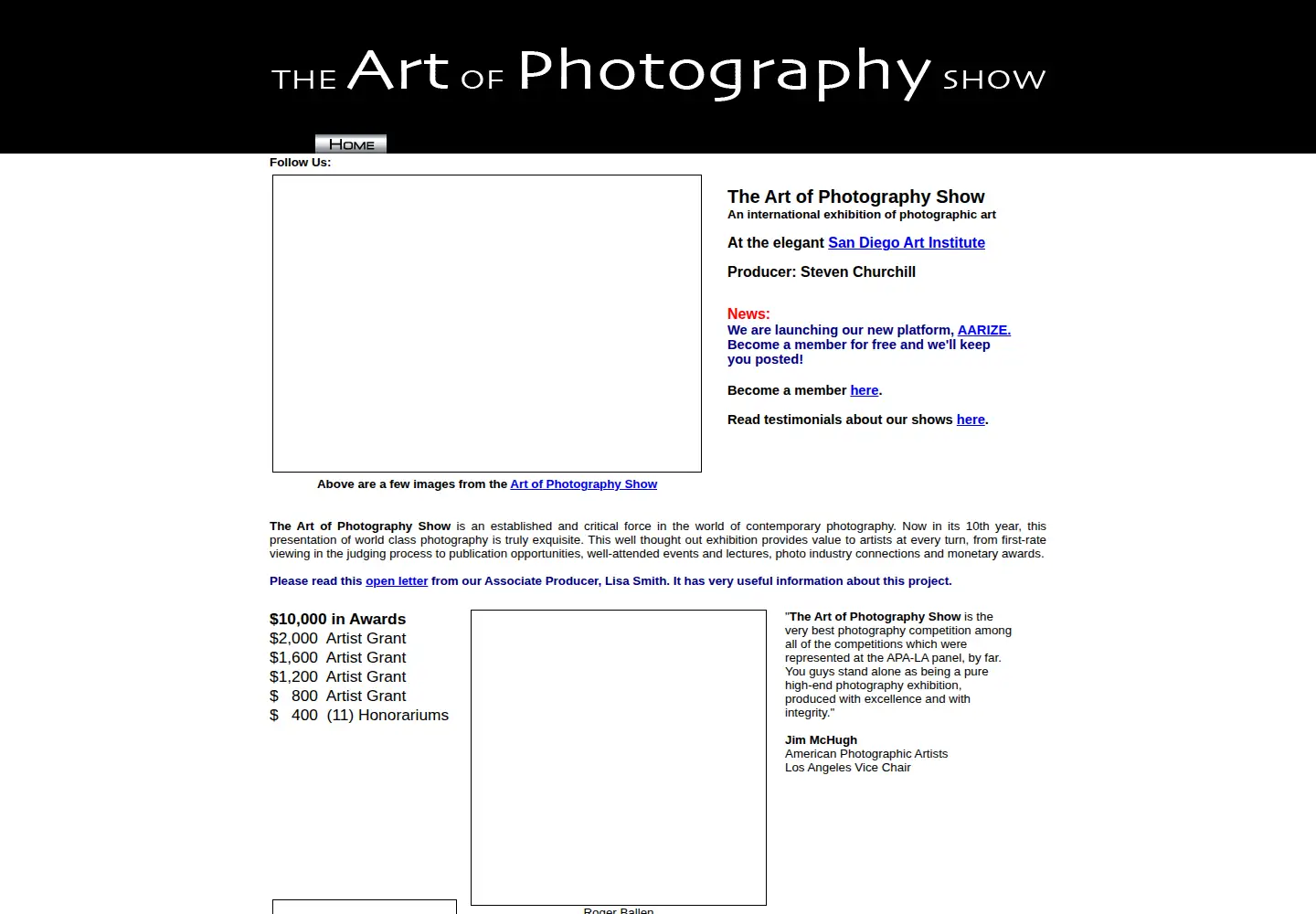 Screenshot of artofphotographyshow.com