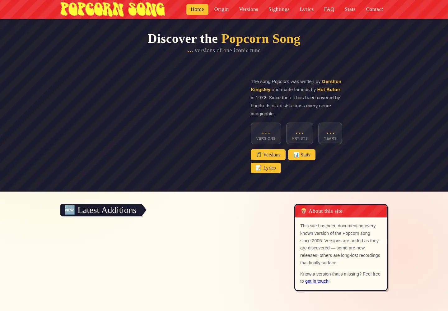 Captured homepage of popcorn-song.com in the current scan