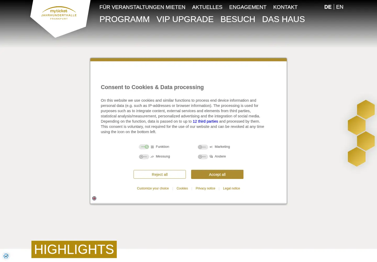 Screenshot of jahrhunderthalle.de