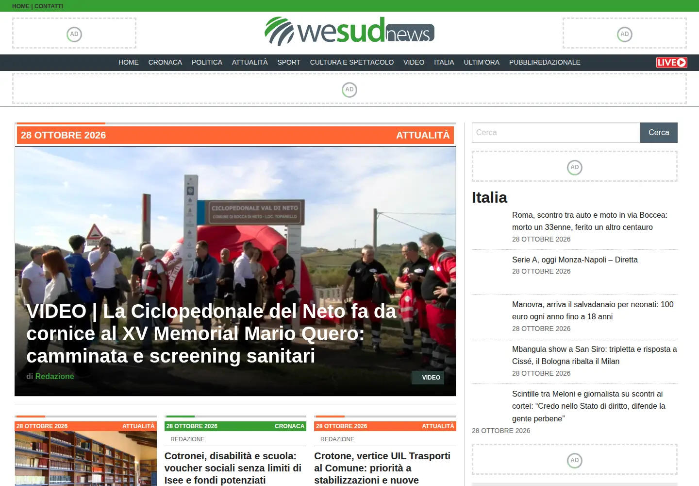 Captured homepage of wesud.it in the current scan