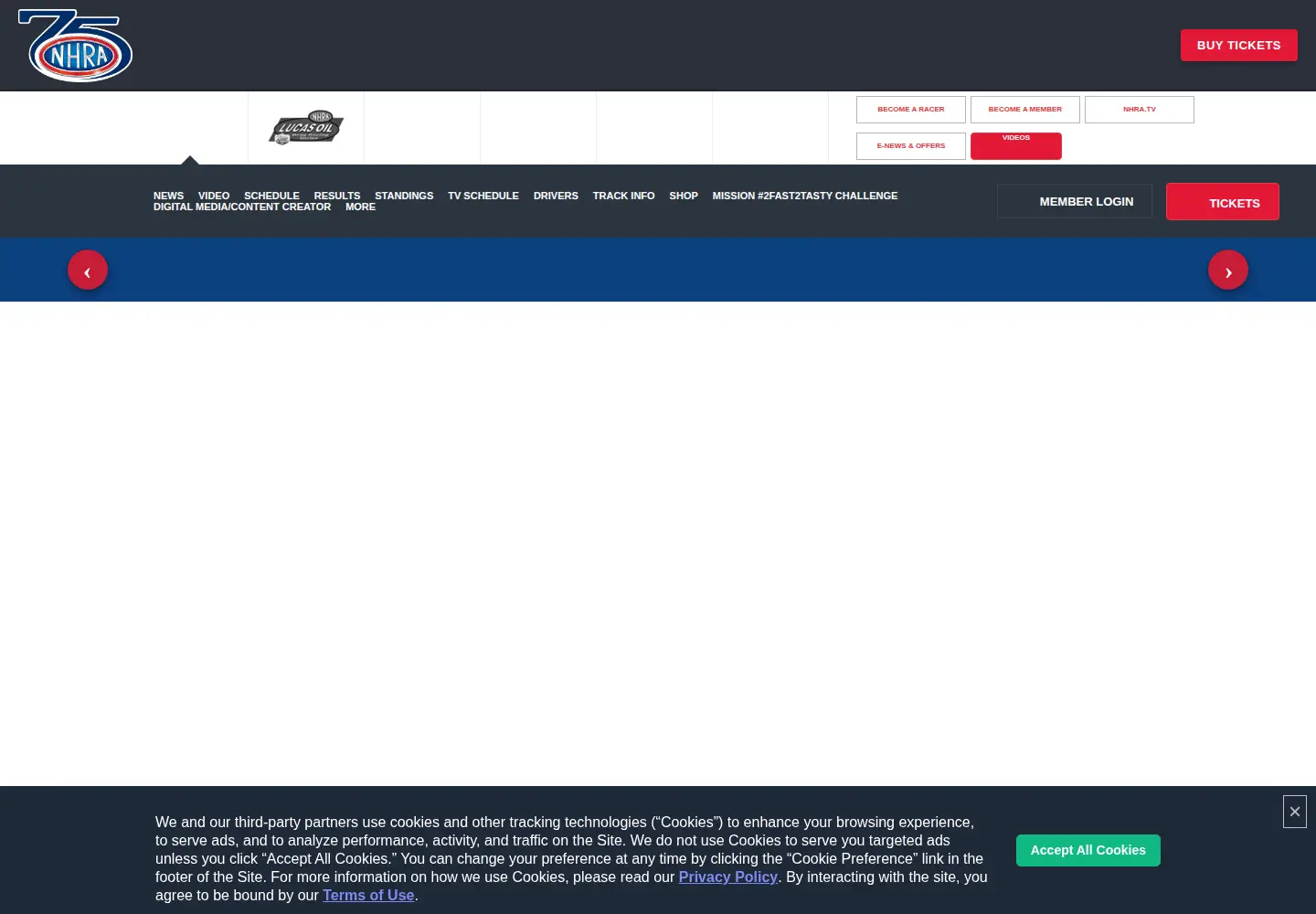 Screenshot of nhra.net