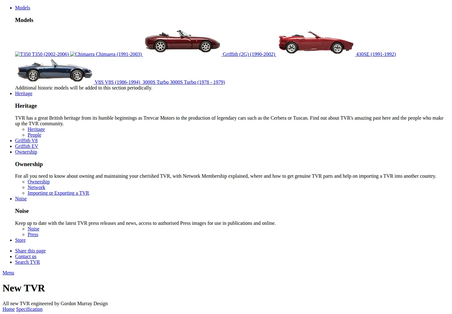 Screenshot of tvr.co.uk