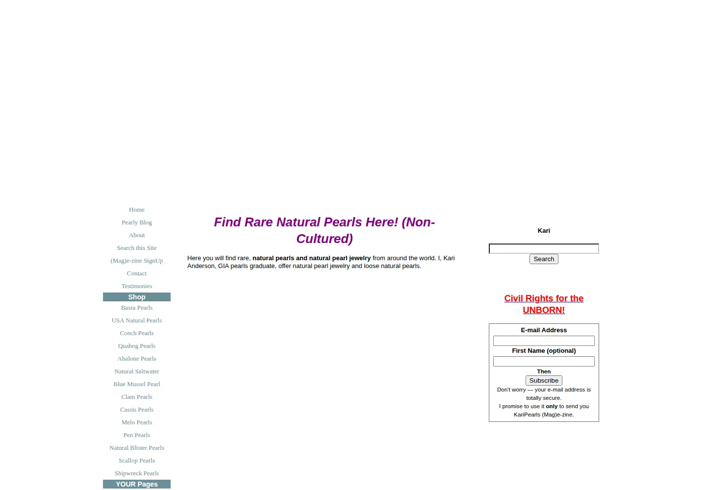 Screenshot of karipearls.com