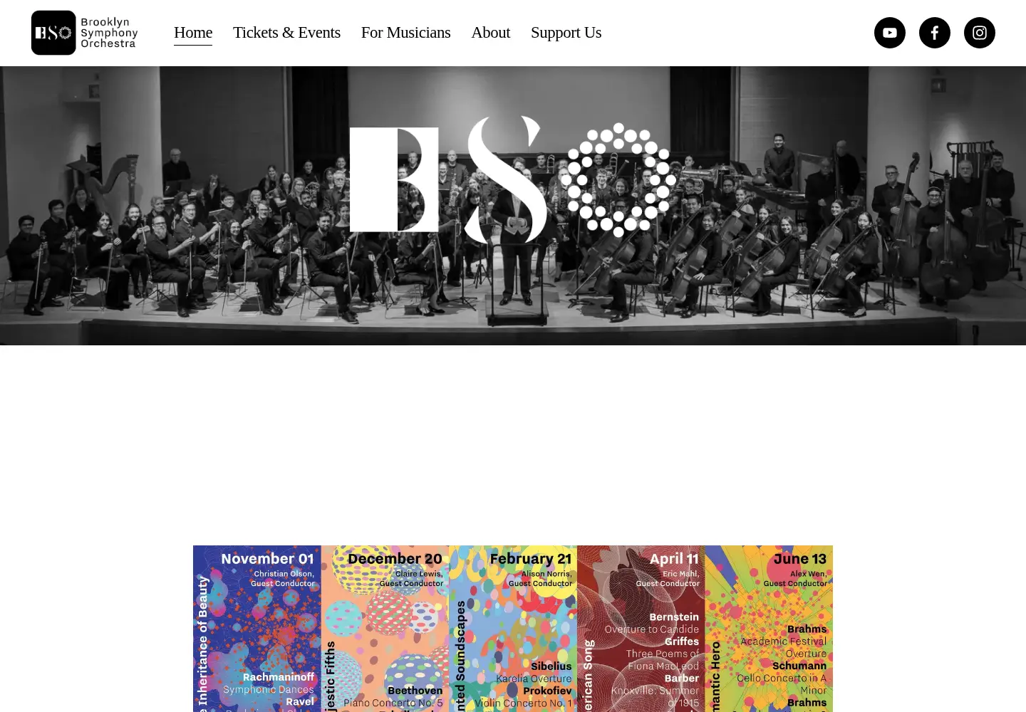 Screenshot of brooklynsymphonyorchestra.org