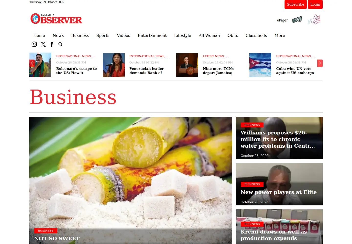 Captured homepage of caribbeanbusinessreport.com in the current scan