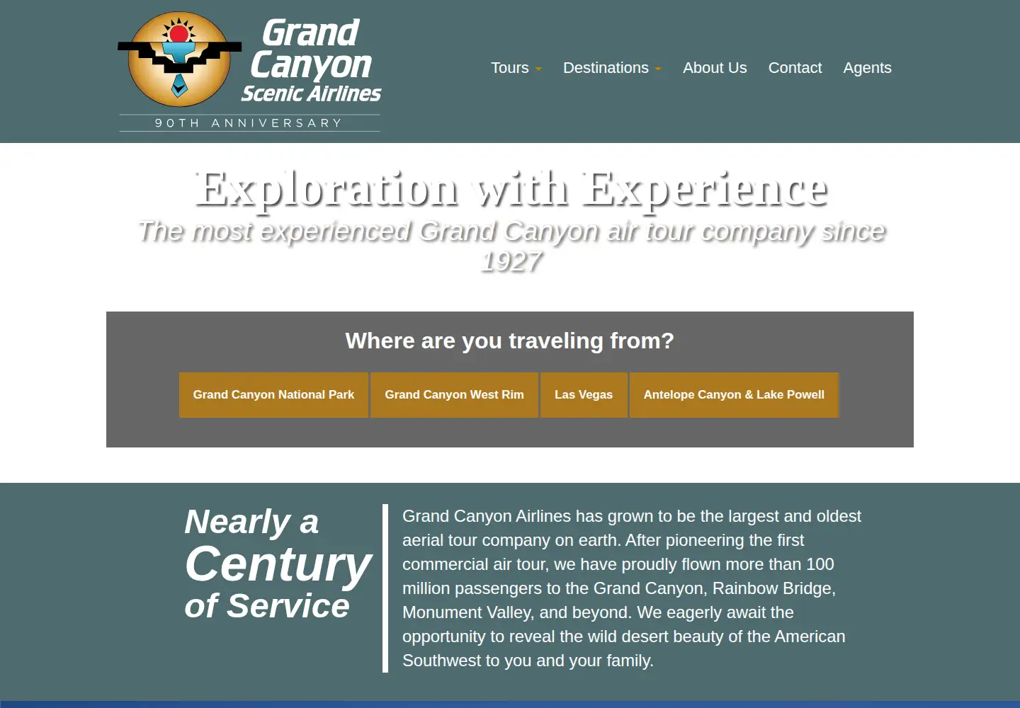 Screenshot of grandcanyonairlines.com