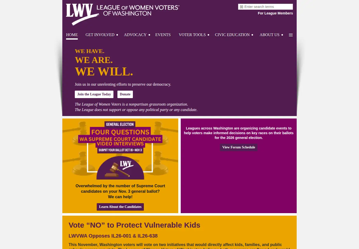 Screenshot of lwvwa.org