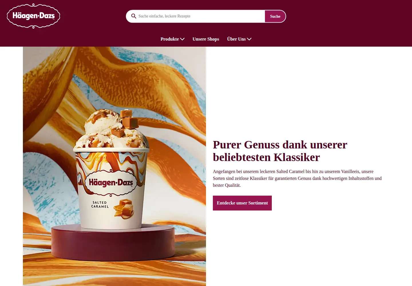 Captured homepage of haagen-dazs.de in the current scan