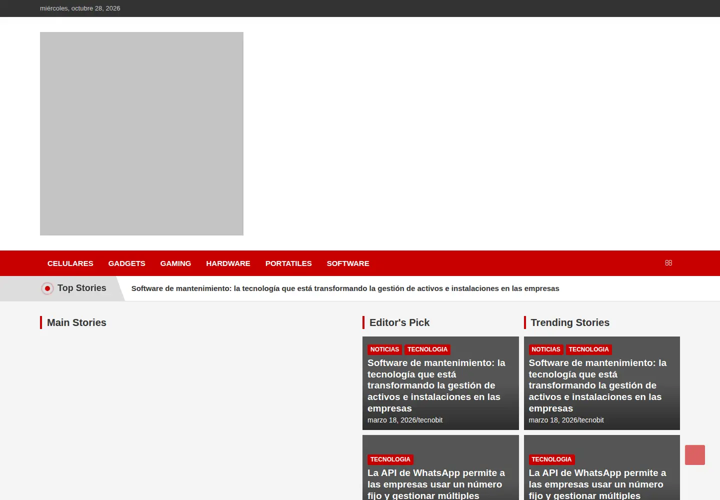Captured homepage of tecnologiabit.com in the current scan