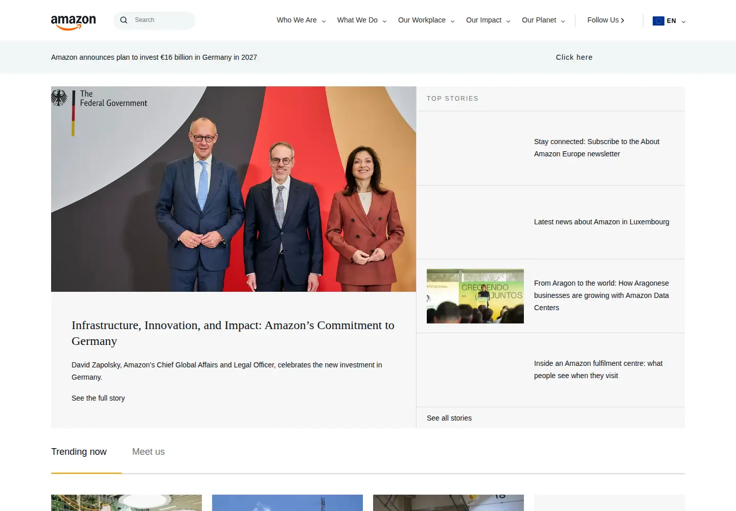 Captured homepage of amazon.eu in the current scan