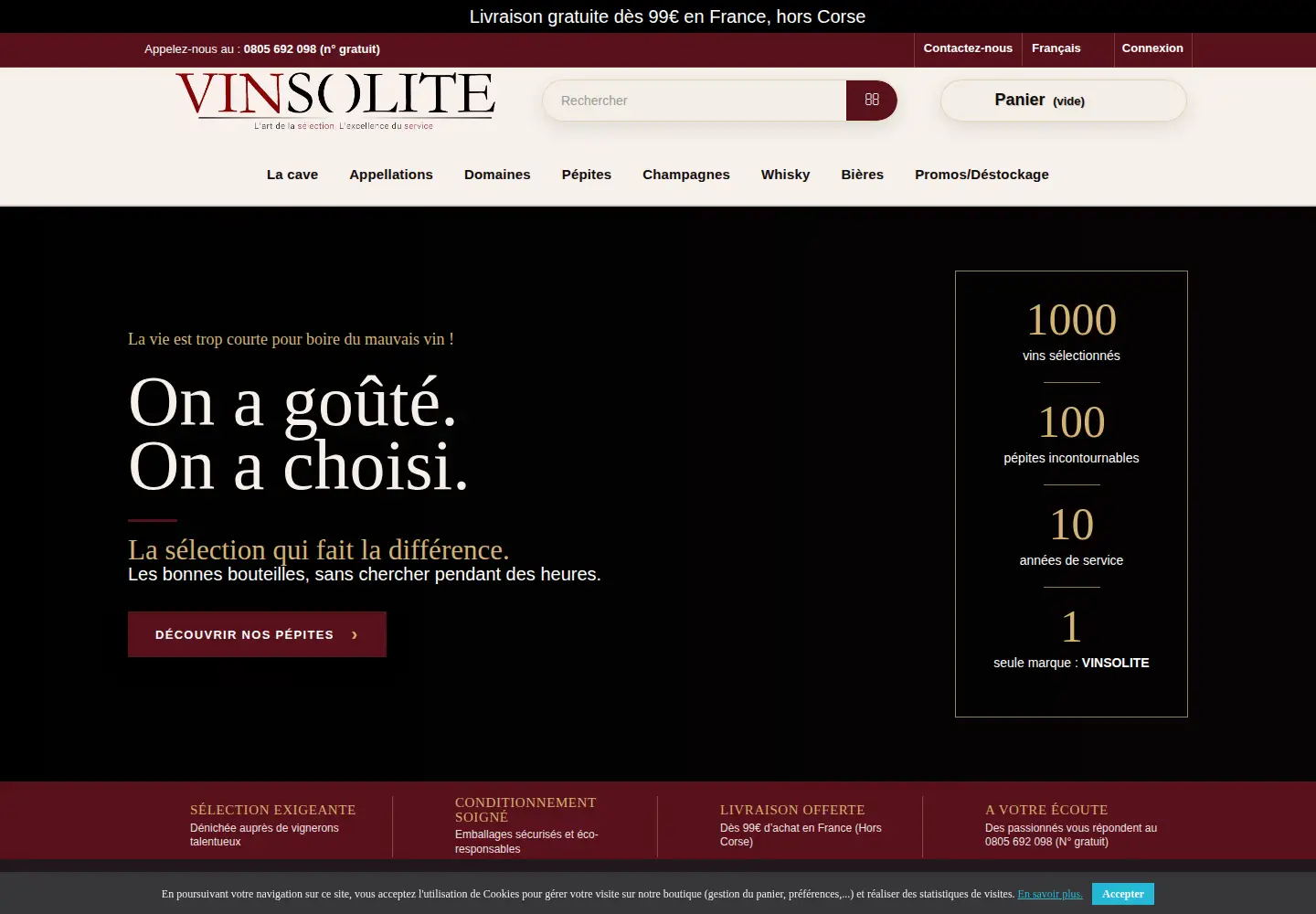 Screenshot of vinsolite.fr