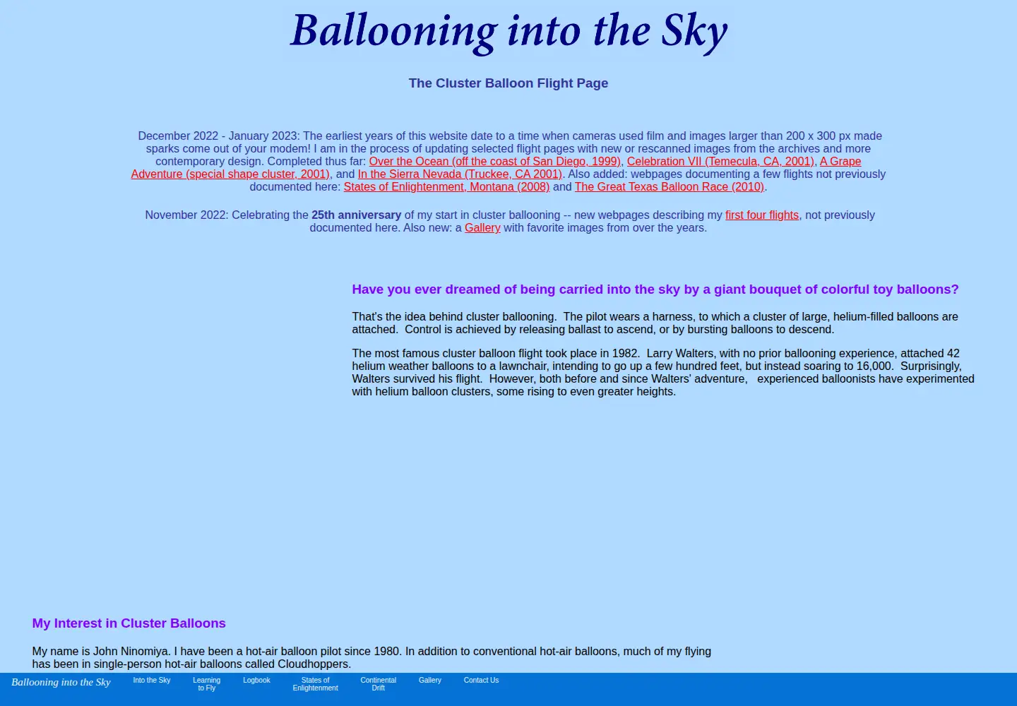 Screenshot of clusterballoon.org