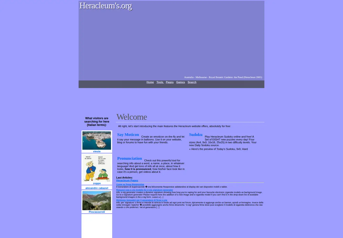 Captured homepage of heracleums.org in the current scan