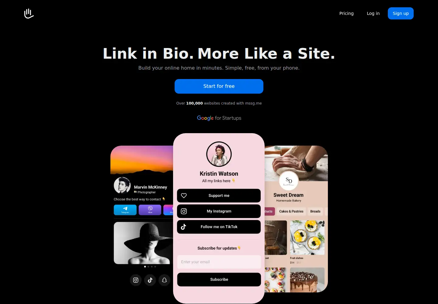 Screenshot of mssg.me