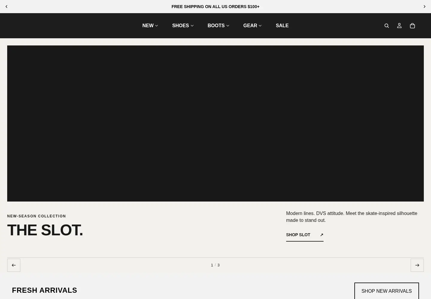 Captured homepage of dvsshoes.com in the current scan
