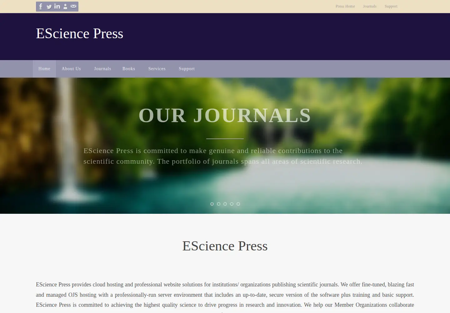 Screenshot of esciencepress.net