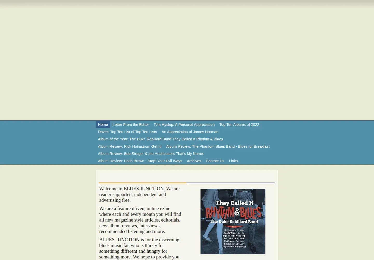 Captured homepage of bluesjunctionproductions.com in the current scan