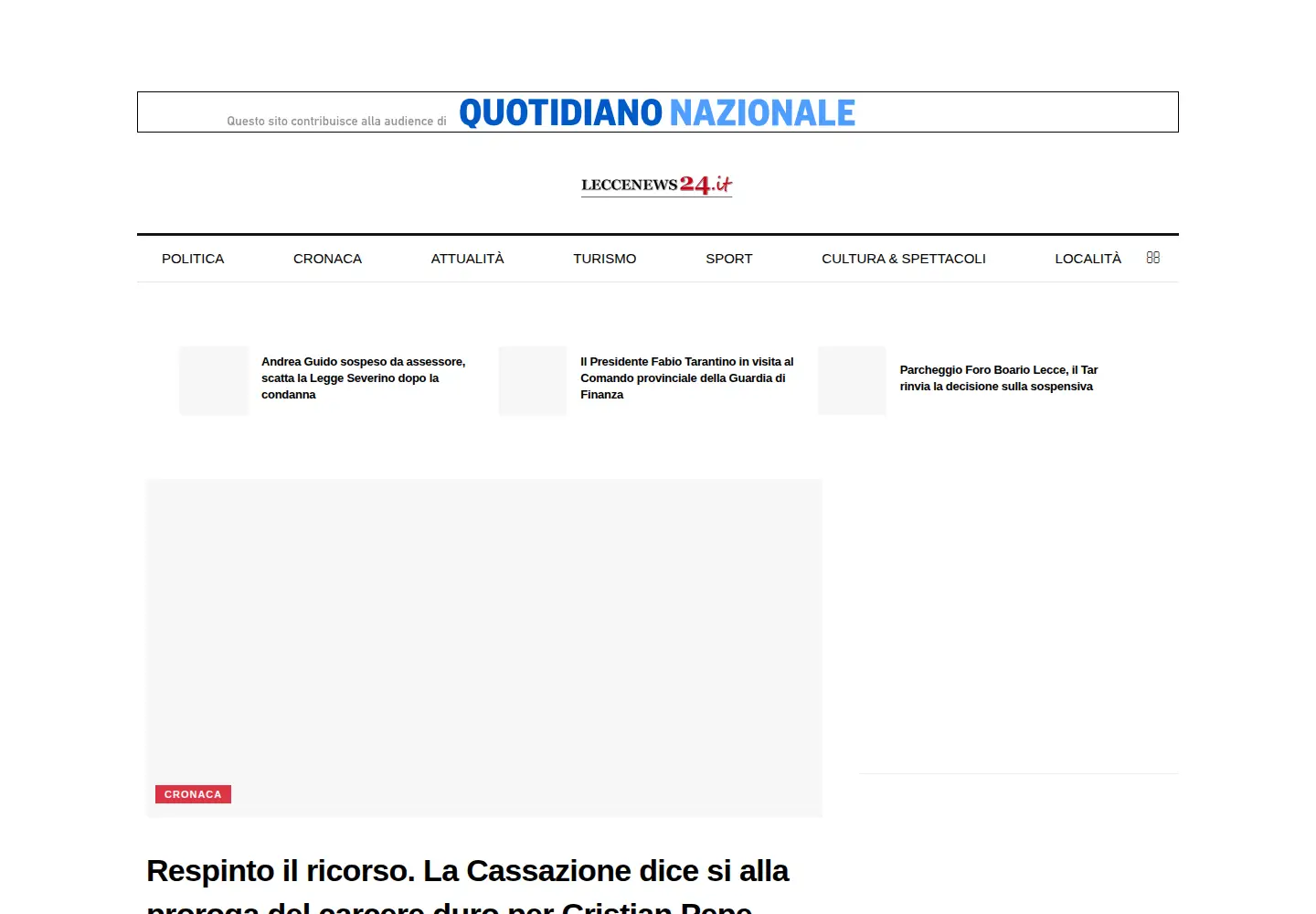 Captured homepage of leccenews24.it in the current scan