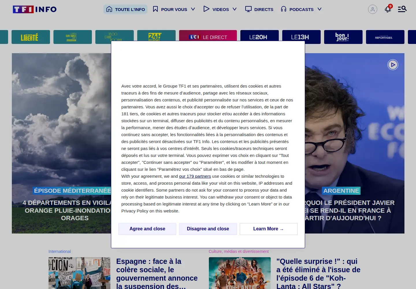 Screenshot of lci.fr