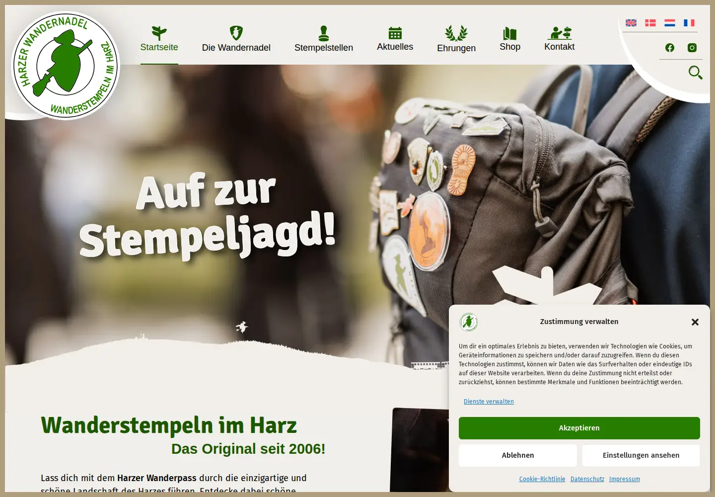 Screenshot of harzer-wandernadel.de