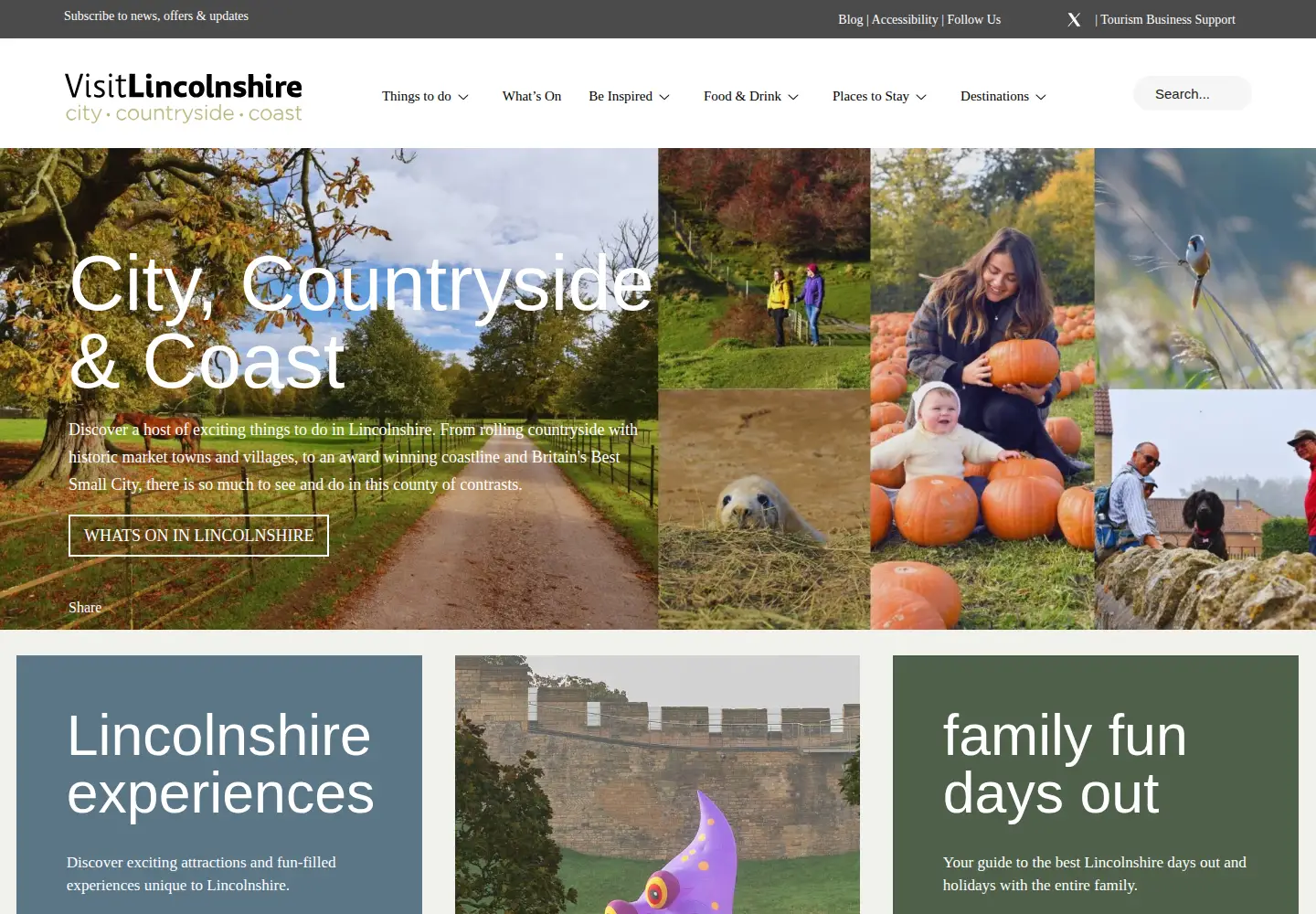 Screenshot of visitlincolnshire.com
