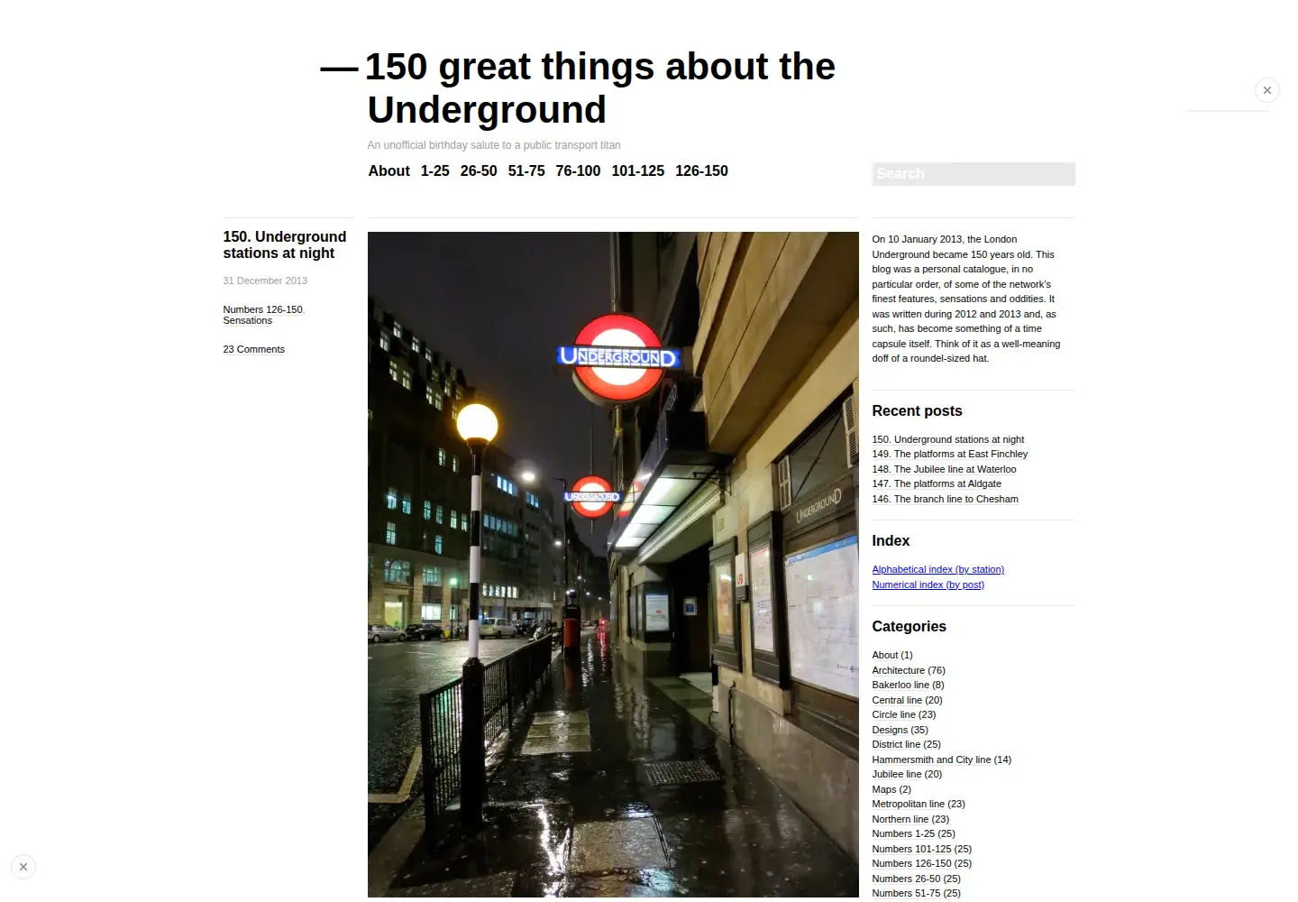 Screenshot of 150greatthingsabouttheunderground.com