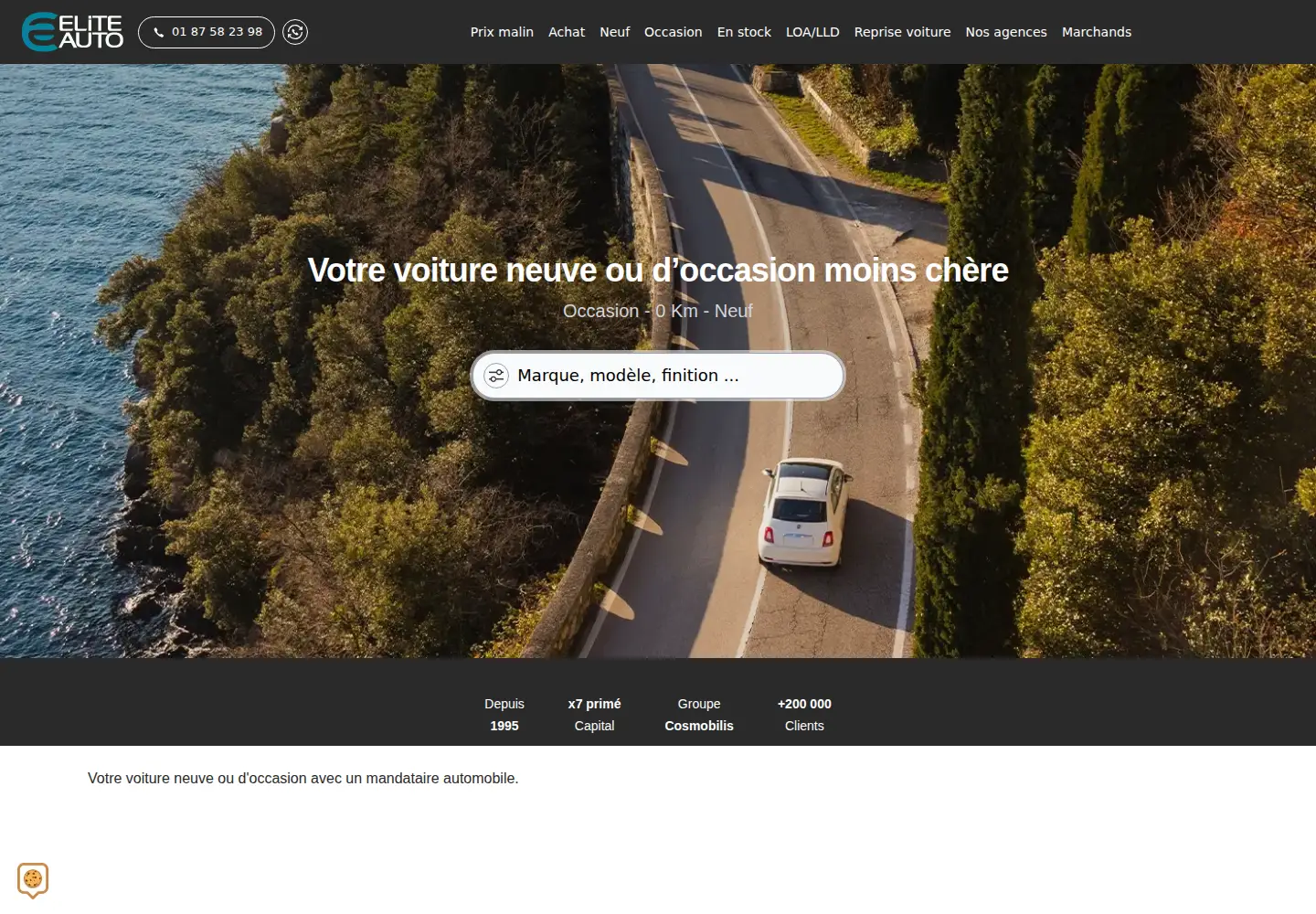 Captured homepage of elite-auto.fr in the current scan