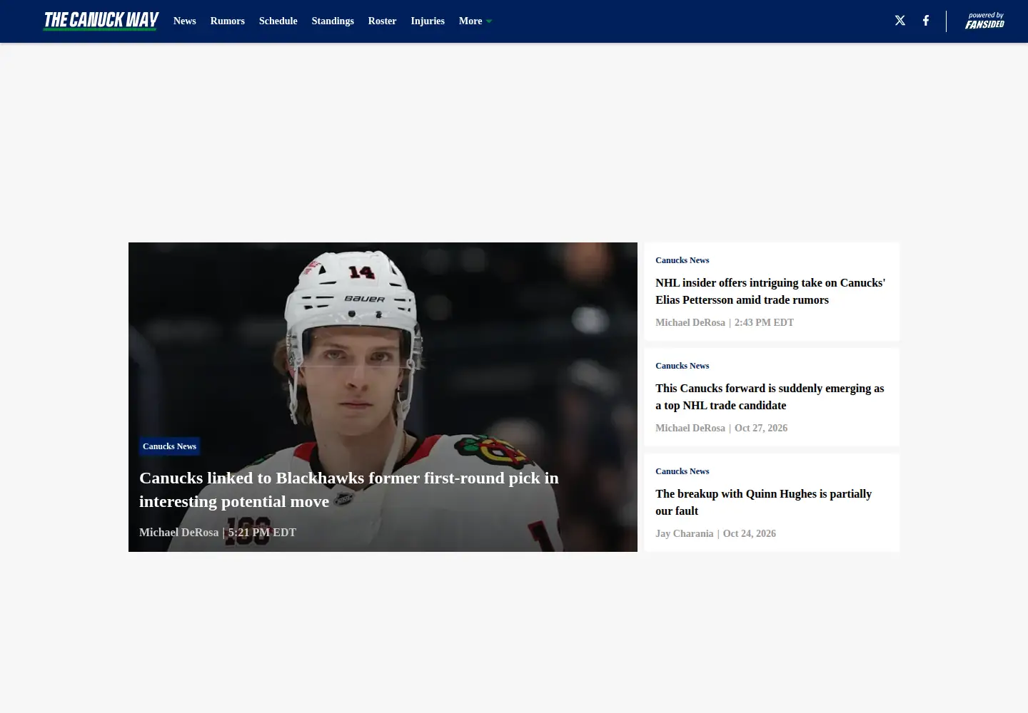 Screenshot of thecanuckway.com
