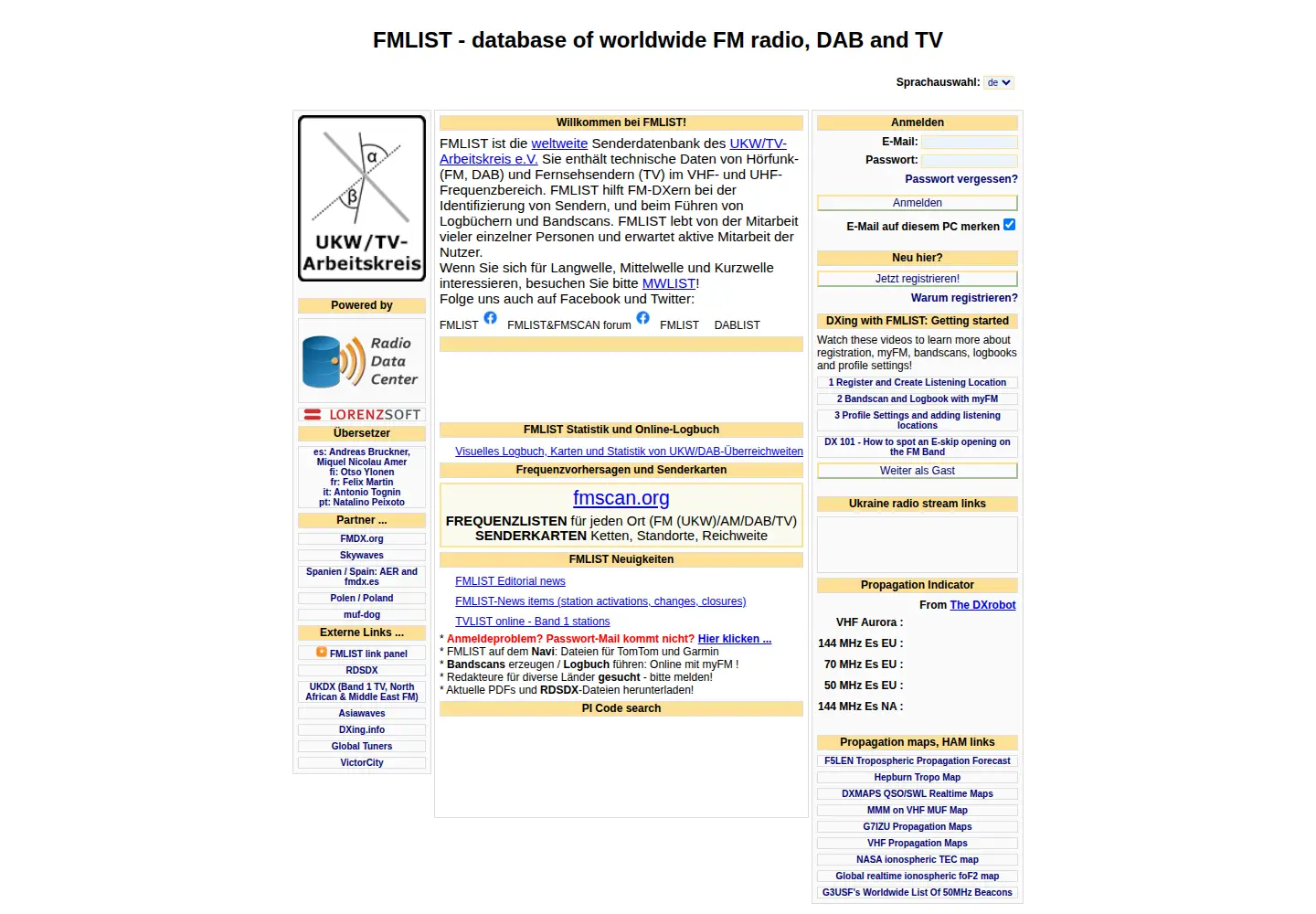Screenshot of fmlist.org