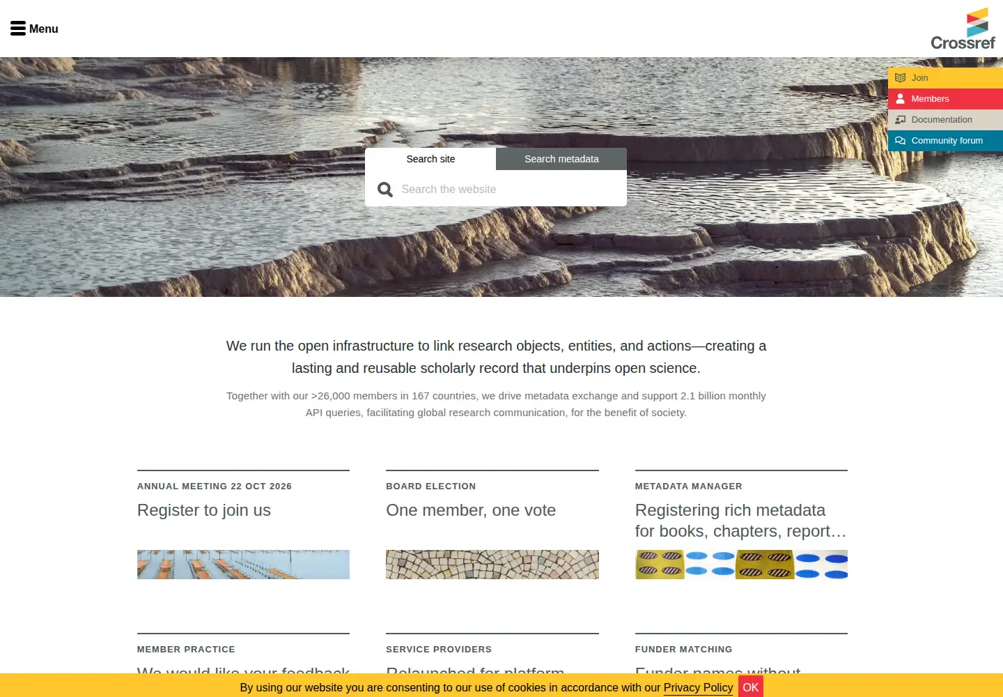Screenshot of crossref.org