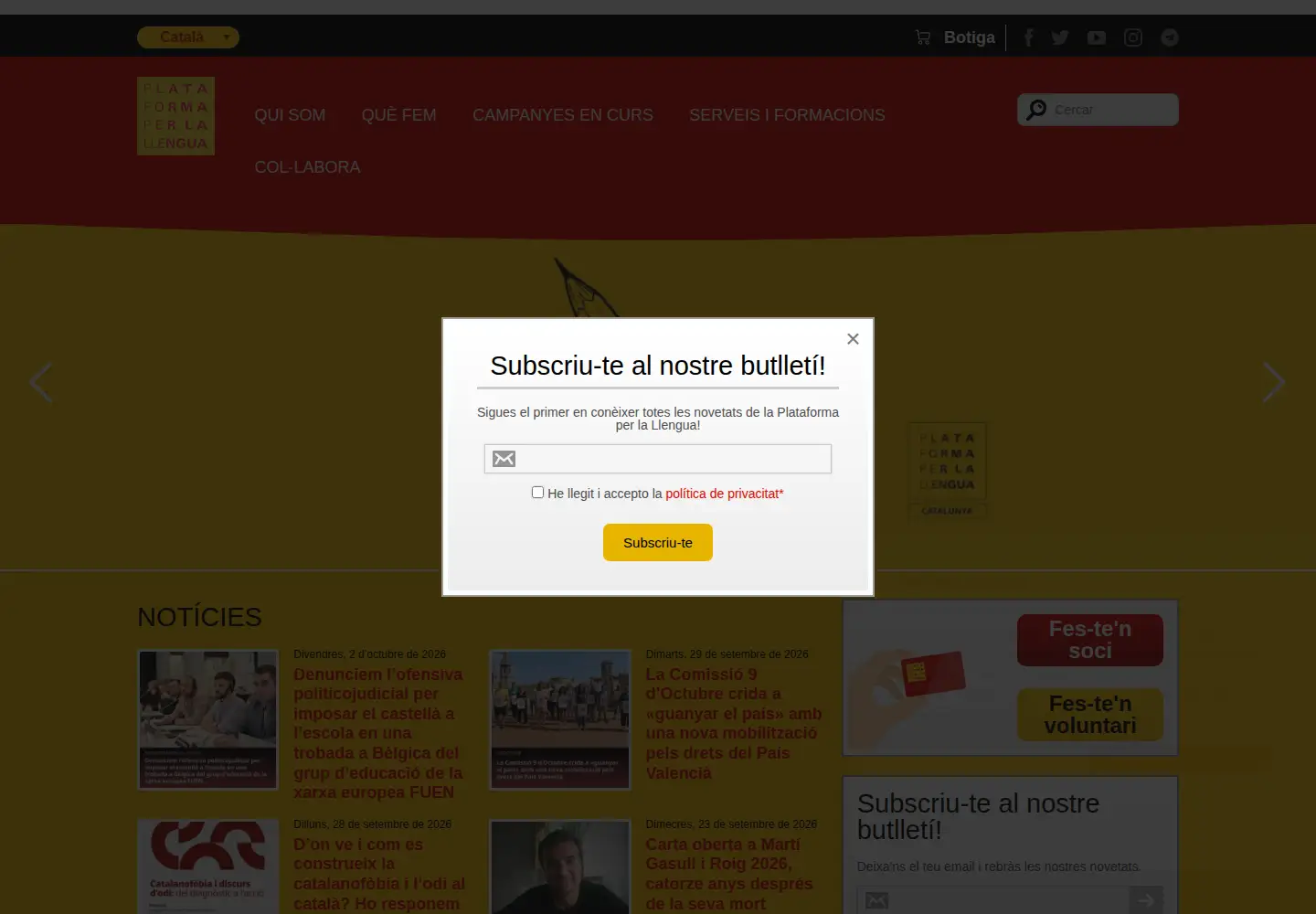 Screenshot of plataforma-llengua.cat