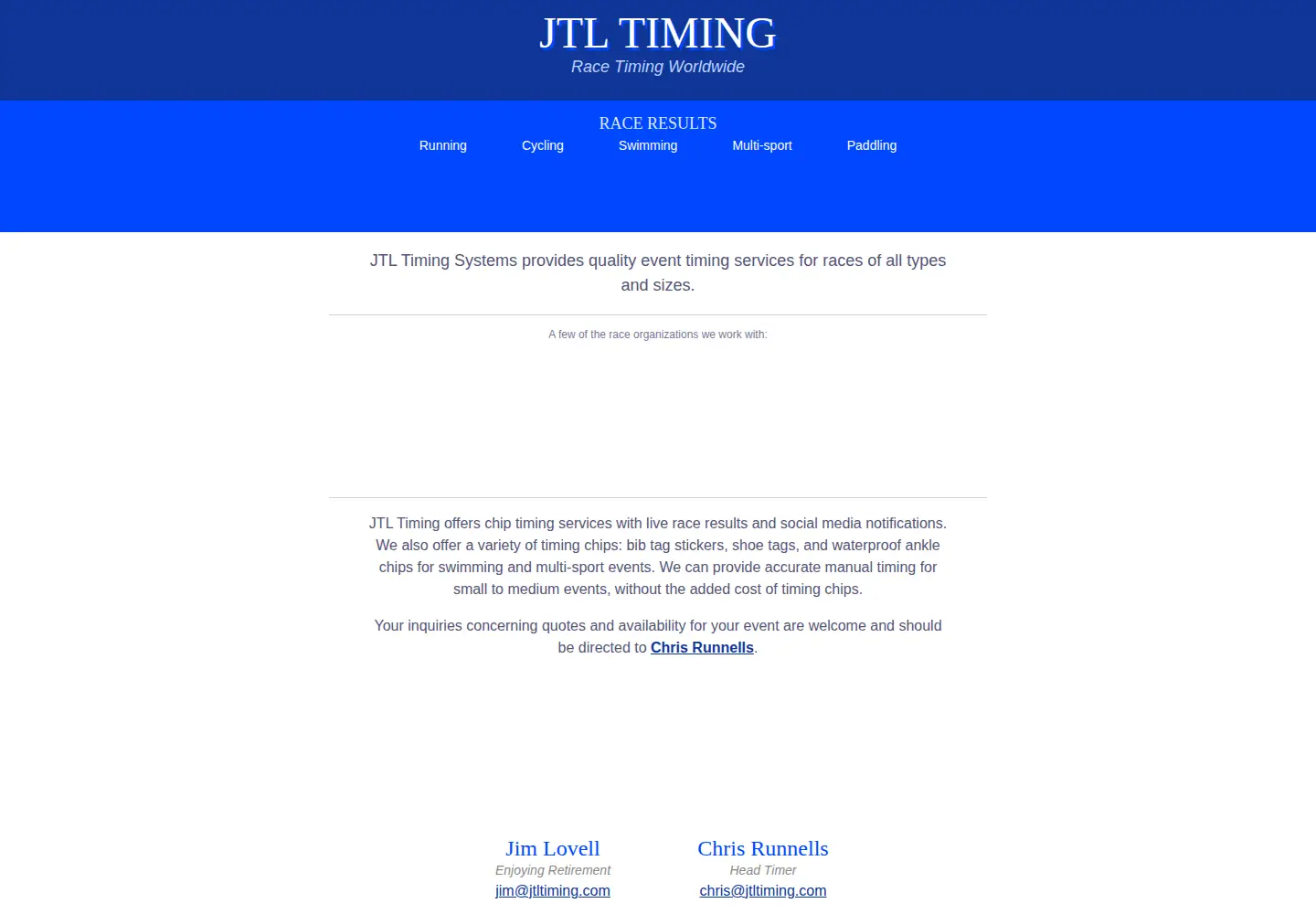 Screenshot of jtltiming.com
